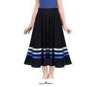 Xnihocha Kids Girls Full Circle Ballet Character Skirts Dance Skirts Chiffon Lyrical Performance Dancewear Black&Blue 9-10 Years