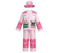 Xnihocha Kids Girls Jungle Explore Outfit Explorer Costume Pink 7-8 Years | Zoo Keeper Suits,Explorer Adventurer Costume,V Neckline Coat,Long Sleeve Jacket with Long Pants,Zoo Animal Keeper Sets