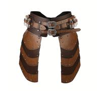 Xnihocha Medieval Faux Leather Wide Belt Thigh Armor Legs Guards for Halloween Cosplays Renaissance Brown One Size