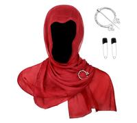 Xnihocha Medieval Renaissance Cowl Cloak Cape Post Apocalyptic Hooded Shawl Scarf Phantom Wrap Dance Cover Red One Size