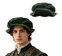 Xnihocha Men Women Renaissance Tudor Flat Beret Hats for Men Faux Suede Hat Painter Cap Historical Headwear Green One Size