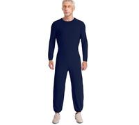 Xnihocha Men's Alzheimer's Clothing Nursing Jumpsuit Elastic Waist Easy Care Romper with Zipper at Back Special Needs Dark Blue XXL