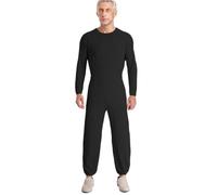 Xnihocha Men's Alzheimer's Clothing Nursing Jumpsuit Elastic Waist Easy Care Romper with Zipper at Back Special Needs Black XXL