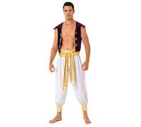 Xnihocha Men's Arabian Prince Cosplay Dress Up Halloween Costume Waistcoat Top with Harem Pants Suit White M