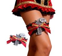 Xnihocha Pirate Sword with Lace Bow Thigh Garter with Dagger for Halloween Cosplay Lingerie Piece Blade Accessory Red Black with Silver Gun One Size