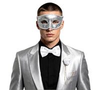 Xnihocha Unisex Mardi Gras Wedding Masquerade Accessory | Bow Tie,Masquerade Mask Set,Rose Lapel Pin,Wide Application for Various Occasions,Adjustable Fit,Mardi Gras Costume