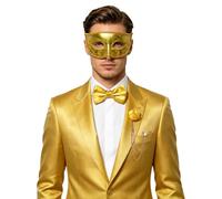 Xnihocha Unisex Mardi Gras Wedding Masquerade Accessory | Bow Tie,Masquerade Mask Set,Rose Lapel Pin,Wide Application for Various Occasions,Adjustable Fit,Mardi Gras Costume