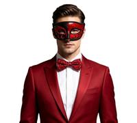 Xnihocha Unisex Mardi Gras Wedding Masquerade Accessory | Bow Tie,Masquerade Mask Set,Rose Lapel Pin,Wide Application for Various Occasions,Adjustable Fit,Mardi Gras Costume