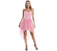 Xnihocha Womens Fairy Elf Costume Adult Halloween Princess Cosplay Fancy Dress Sequin Tulle Tutu Dance Dress Pink XXL