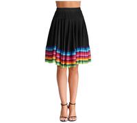 Xnihocha Womens Long/Short Full Circle Dance Skirt Big Swing Folkloric Mexican Spanish Bull Dance Skirt Black 55cm 3XL