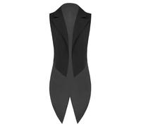 Xnihocha Women's Vintage Sleeveless Tailcoat Lapel Open Front Cardigan Vest Casual Long Blazer Jacket Black S