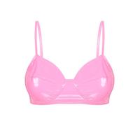 Xnihocha Women's Wet Look PVC Faux Leather Wire-Free No Padded Bra Bralette Tops Wireless Bustier Corset Pink A 4XL