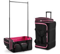 Dance Bag With Garment Rack,Dance Costumes Rolling Garment Bags For Travel,Garment Duffle Bag For Dance Competition, Closet Garment Rack, Dance Suitcase-Rose Red||28INCH