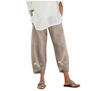 Xniral Pants Women Printed Bohemian Casual Yoga Harem Sports Sweatpants(e-Khaki,5XL)