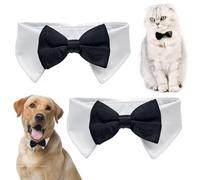 XNIVUIS 2 Pcs Pet Tuxedo Collar, Cat Dog Bow Tie, Party Formal Neck Ties for Dogs & Cats, Adjustable ormal Tux Bowtie for Small Boy Pets Weddings Birthday Easter Photography Grooming Bows, M, (Black)