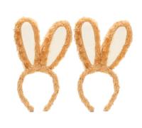 XNIVUIS 2 Pcs Rabbit Ears Headband Hairband Cute Rabbit Ears Ears Head Band Party Decoration Cosplay Costume Hair Hoop Sweet Headdress Hair Accessories for Kids Women Girls Princess Party (Brown)