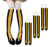 XNIVUIS 3 Pairs Chicken Feet Stockings Chicken Legs Socks Funny Chicken Socks Novelty Funny Crazy Socks 3D Cartoon Animal Socks Funny Chicken Feet Socks Women Men Knee-High Socks One Size (Black)