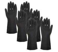 XNIVUIS 3 Pairs Thicken Latex Gloves Household Latex Gloves Reusable Household Cleaning Gloves Washing Up Gloves, Non-slip, Bouncy, for Kitchen Cleaning, Gardening, Pet Care, L (Black)