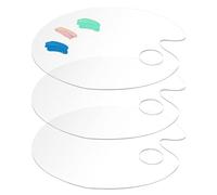 XNIVUIS 3 Pcs Acrylic Paint Palette, Clear Paint Palette Transparent Oval Paint Palette Non-Stick Oil Paint Palette Artist Palette Painting Palette for DIY Art Craft Painting, 25 x 15 cm (Transparent)