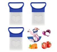 XNIVUIS 3 Pcs Onion Slicer Holder Stainless Steel Onion Holder Vegetable Fruit Beef Cutting Machine Cutter Holder Meat Needle Kitchen Tools for Chopping Grating Fruit Vegetable Helper(Blue) (Blue)