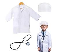 XNIVUIS 3Pcs Kids Scientist Costume Explorer Costume Kids Doctor Costume Kids Children's Scientist Lab Coat with Hat and Stethoscope Scientist Doctor Role Play Set for Boys and Girls (white)
