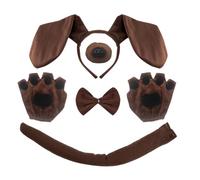 XNIVUIS 5 Pieces Dachshund Dog Set,Puppy Dog Costume Set,Include Dachshund Hairband Nose Tail Gloves Bowtie for Adult Kids Cosplay Children's Day Christmas Animal Theme Party (Brown)