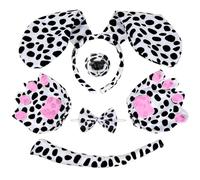 XNIVUIS 5 Pieces Dachshund Dog Set,Spotted Dog Costume Set,Includes Spotted Dog Nose Dog Ears and Tail Gloves Bowtie,Dog Fancy Dress For Adults Children Fancy Dress Carnival Halloween