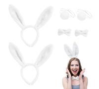 XNIVUIS 6 Piece Kids Bunny Costume Bunny Headband Bunny Cosplay Costumes Bunny Dress up Set Rabbit Dress Up Outfit For Kids Adults Halloween Easter Costume Party Cosplay Costume Decoration (White)