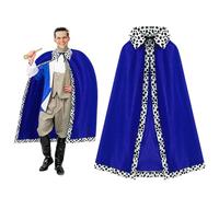 XNIVUIS Adults King Queen Costume, King Robe Queen Robe Prince Cape King Cape Velvet Coat, Wise Man Costume Velvet Cloak for Men Women for Halloween Christmas Cosplay, 120cm (Blue)