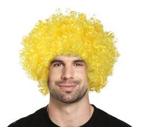 XNIVUIS Afro Wigs Adults Curly Afro Wig Realistic Short Curly Afro Wig for Men Afro Wig For Fancy Dress Curly Bouncy Hair Unisex 60s 70S 80s Theme Party Costume Disco Accessory (Yellow)