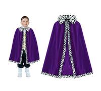XNIVUIS King Costume Kids, King Robe Queen Coat Prince Cape Velvet Coat, Nativity King Costume Wise Man Costume for Kids, Velvet Cloak for Boys Girls for Halloween Christmas Cosplay, 80cm (Purple)