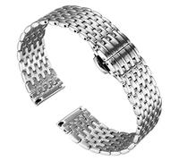XNJIADVSY 12-22mm Solid Stainless Steel Watch Strap Band Compatible With Tissot Compatible With Longines Compatible With DW Classic Women Men Bracelet With Butterfly Buckle(Silver,16mm)