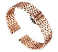 XNJIADVSY 12-22mm Solid Stainless Steel Watch Strap Band Compatible With Tissot Compatible With Longines Compatible With DW Classic Women Men Bracelet With Butterfly Buckle(Rose Gold,20mm)