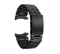XNJIADVSY 18mm 19mm 20mm 21mm 22mm 24mm Stainless Steel Solid Curved End Watch Strap Folding Buckle Compatible With Universal Bracelet(Black,22mm)