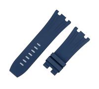 XNJIADVSY 30mm Material Soft FKM Fluororubber Strap Compatible With AP 26400, 26045, 44mm Dial Case, Needle Buckle(Blue,30-24MM_GOOD SILVER BUCKLE)