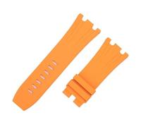 XNJIADVSY 30mm Material Soft FKM Fluororubber Strap Compatible With AP 26400, 26045, 44mm Dial Case, Needle Buckle(Orange,30-24MM_GOOD GOLD BUCKLE)