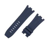 XNJIADVSY 30mm Material Soft FKM Fluororubber Strap Compatible With AP 26400, 26045, 44mm Dial Case, Needle Buckle(Dark Blue,30-24MM_SILVER PIN BUCKLE)