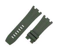 XNJIADVSY 30mm Material Soft FKM Fluororubber Strap Compatible With AP 26400, 26045, 44mm Dial Case, Needle Buckle(Dark Green,30-24MM_GOOD BLACK BUCKLE)