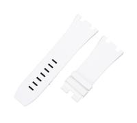 XNJIADVSY 30mm Material Soft FKM Fluororubber Strap Compatible With AP 26400, 26045, 44mm Dial Case, Needle Buckle(White,30-24MM_ROSE PIN BUCKLE)