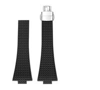 XNJIADVSY Compatible With 11 12mm FKM Convex Strap Compatible With Tissot PRX Series 35 40mm Fluoro Rubber Quick Release Butterfly Buckle Watch Band(Black,12mm)
