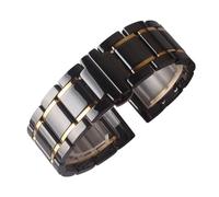 XNJIADVSY Compatible With 20 21 22 23 24mm Pearl Ceramic Watchband Black Fashion Luxury Braclet Butterfly Buckle Replacement Belts(Black with gold,22mm)