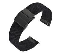 XNJIADVSY Compatible With ANBEER Two-Stage Braided Nylon Strap 18mm 20mm 22mm, Quick-Release Watch Band Press Stainless Steel Buckle(B-Black,18mm)
