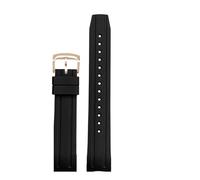 XNJIADVSY Compatible With Arc Mouth Silicone Watch Strap Compatible With Citizen Eco-Drive Men Bn0193 Bn0190 Series Waterproof Sweat-Proof Rubber Watchband 22mm(Black-rose gold)