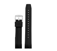 XNJIADVSY Compatible With Arc Mouth Silicone Watch Strap Compatible With Citizen Eco-Drive Men Bn0193 Bn0190 Series Waterproof Sweat-Proof Rubber Watchband 22mm(Black-Silver)