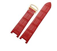 XNJIADVSY Compatible With Cartier Pasha 20x12 Series Thin Soft Comfortable Notch Women Black Watch Strap Accessories20 12mm(Red-Gold-Z4)
