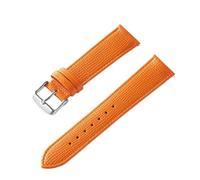 XNJIADVSY Compatible With Handmade Watch Strap Palm Print Epsom Top Layer Calf Leather 18MM 20MM 22MM 24MM Accessories(Orange Silver Buckle,18mm)