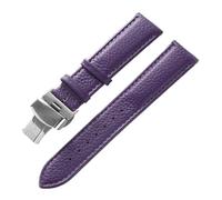 XNJIADVSY Compatible With Litchi Grain Soft Leather Strap Butterfly Buckle Blue Brown Purple 14mm 16mm 18mm 20mm 22mm Watch Accessories(Violets,13)