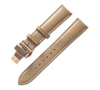 XNJIADVSY Compatible With Litchi Grain Soft Leather Strap Butterfly Buckle Blue Brown Purple 14mm 16mm 18mm 20mm 22mm Watch Accessories(Beige rose,13)