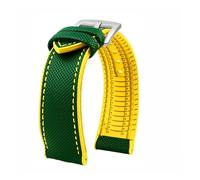 XNJIADVSY Compatible With Longines Water Ghost Hamilton Series Nylon Rubber Bottom Watch Strap 20mm 22mm 23 Men Soft Waterproof Wrist Band(Green yellow silverA,24mm)
