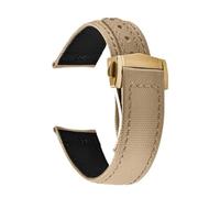 XNJIADVSY Compatible With Omega Seamaster Sailcloth Leather Watch Strap 20mm 22mm Canvas Band Waterproof Sport Business Wristband Men(Khaki-Gold,22mm)